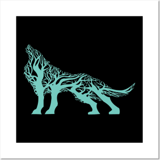 Wolf tree blend cute cool colorful Posters and Art